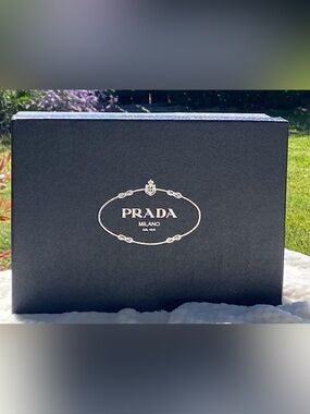 Authentic Prada Black Shoe Box with Silver Logo.